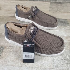 Hey Dude Wally Paisley Shoes Chocolate White Casual Walking Slip-On Shoes NWOB